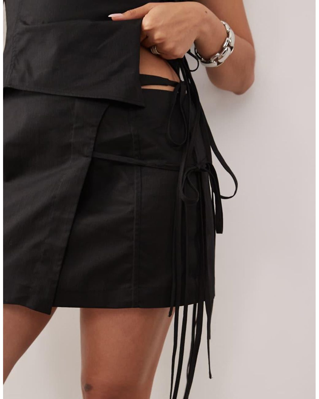 Weekday Black Co-Ord Wrap Mini Skirt