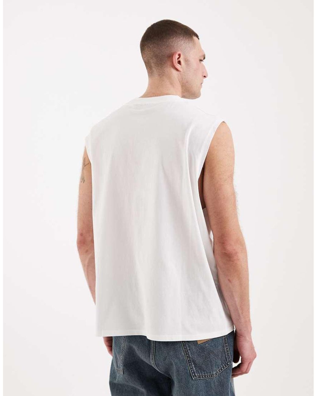 ASOS White Oversized Tank With Football Graphic for men