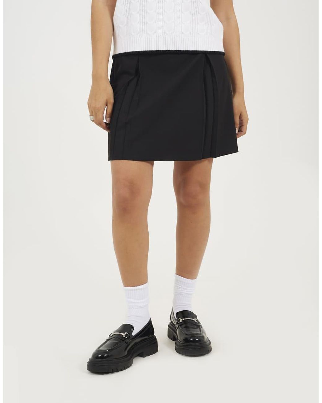 Brave Soul Black Pleated Mini Skirt