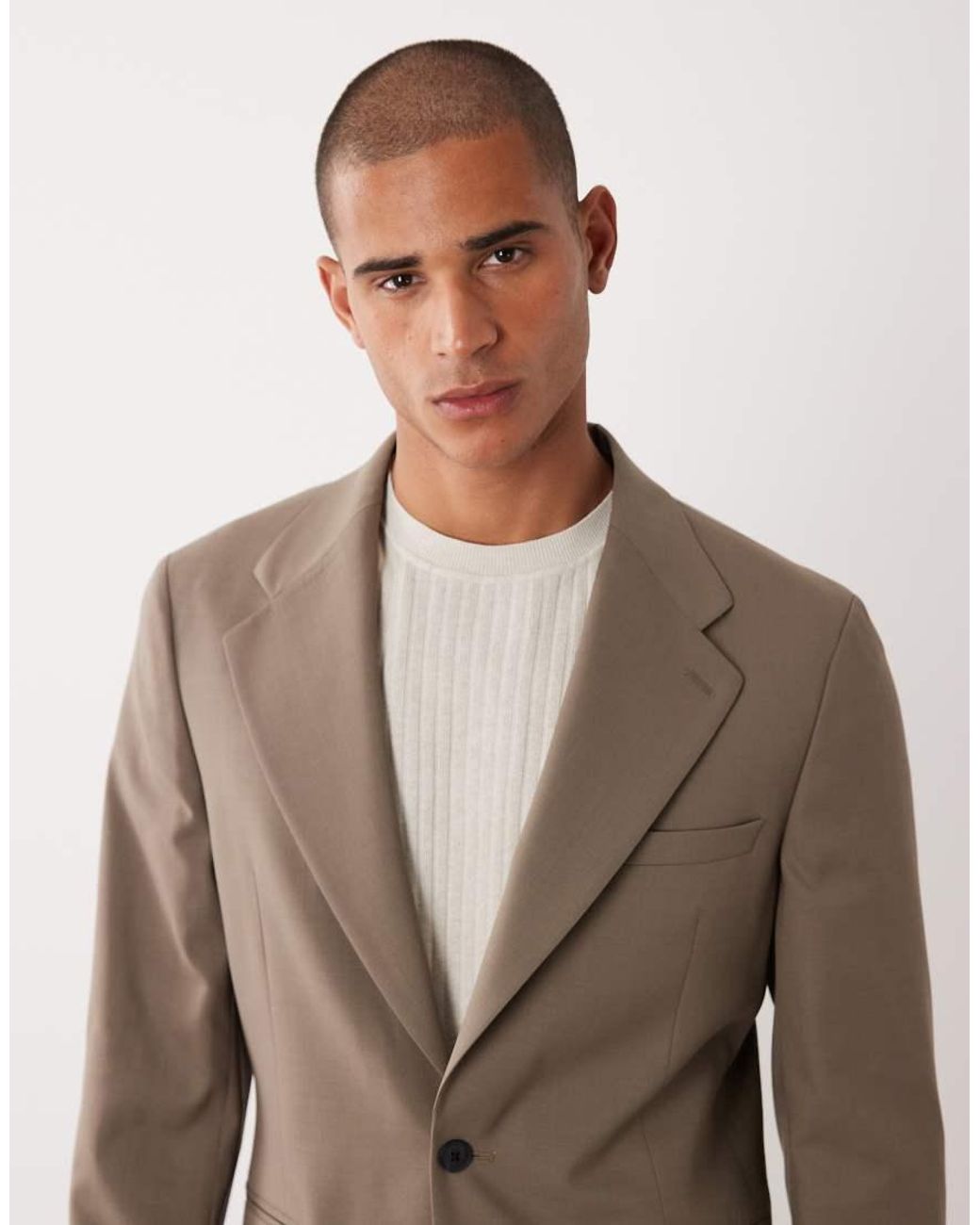 ASOS Brown 100% Summer Wool Slim Suit Jacket for men