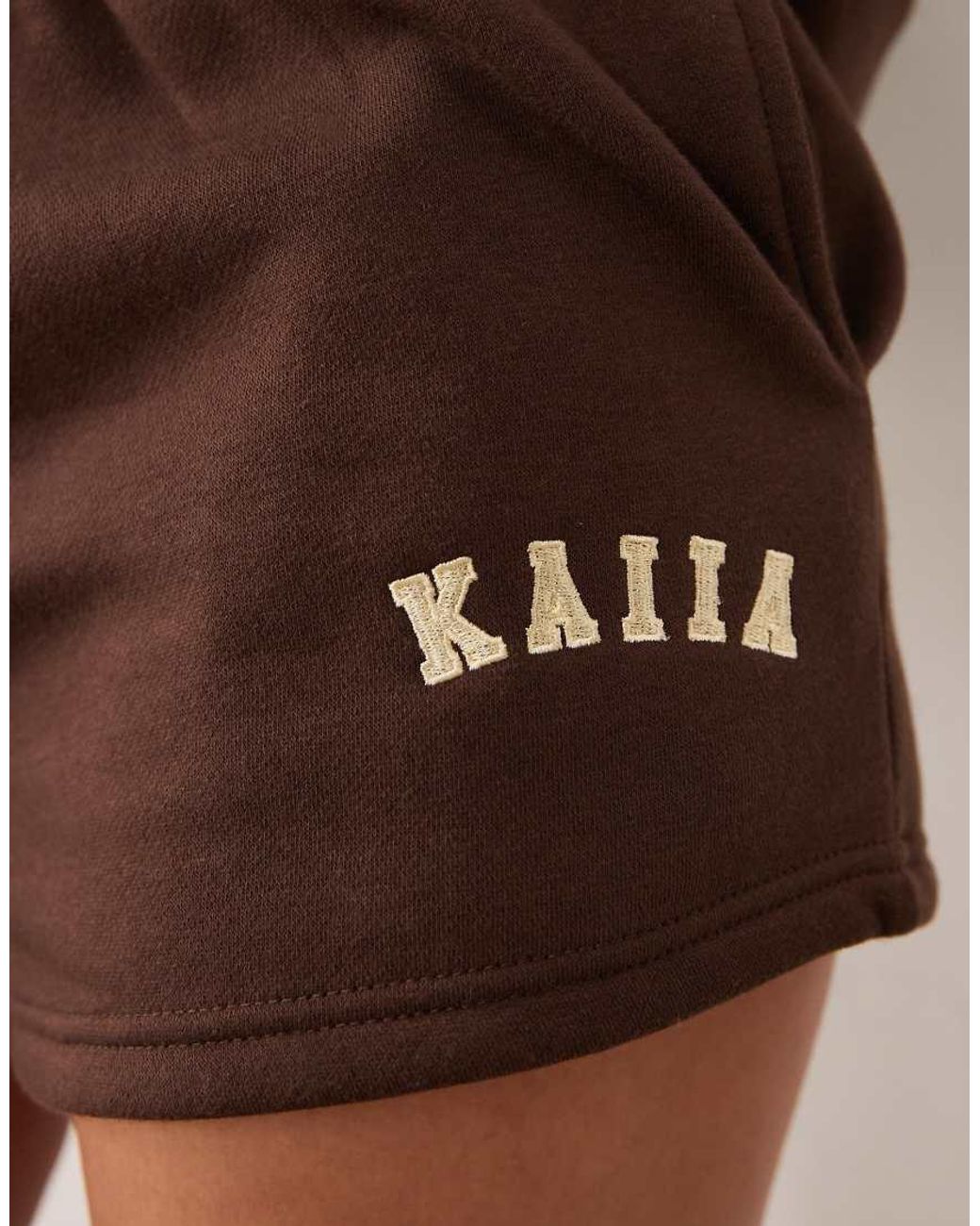 Kaiia Brown Studio Embroidered Logo Shorts