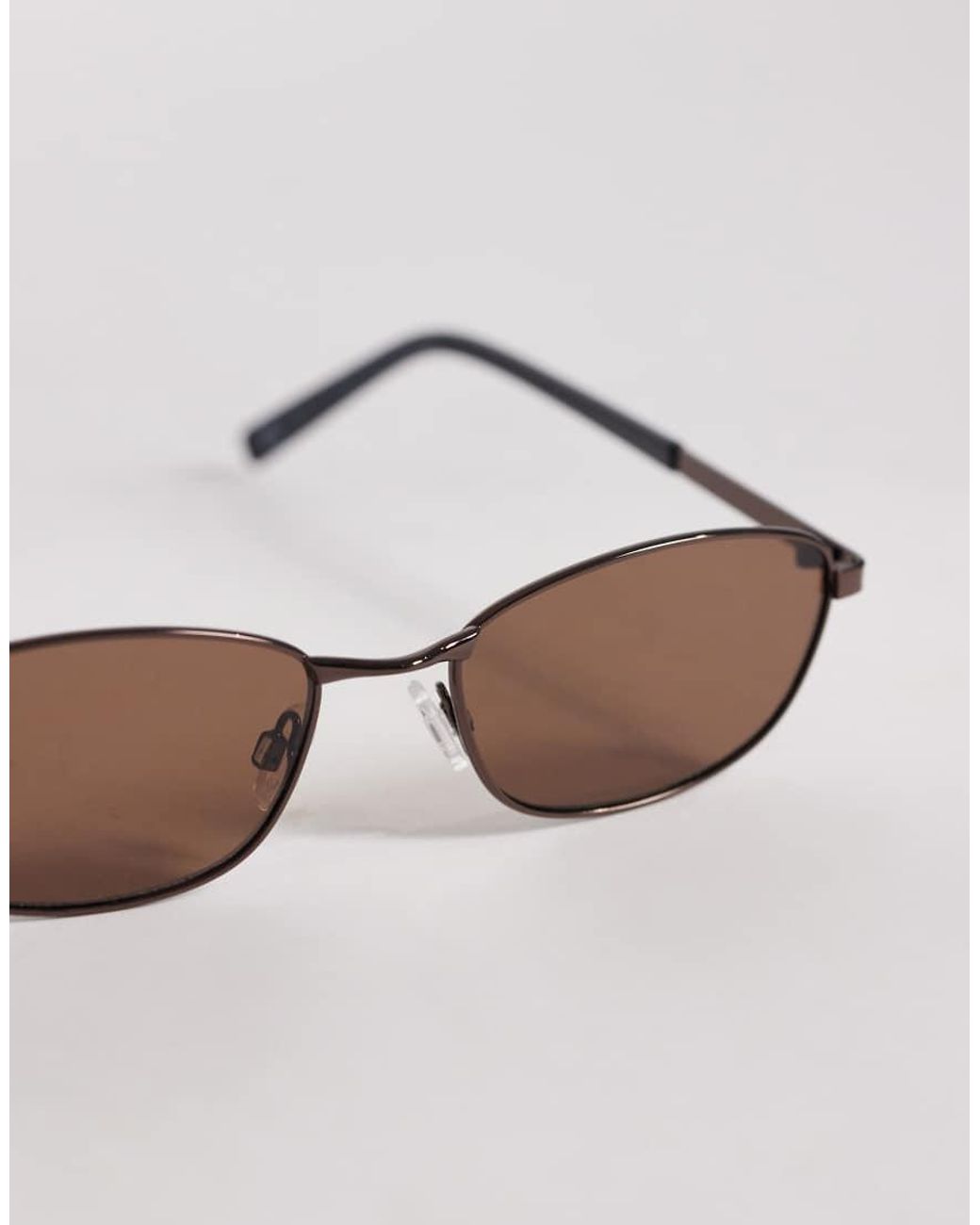 ASOS Natural Rectangle Metal Sunglasses for men