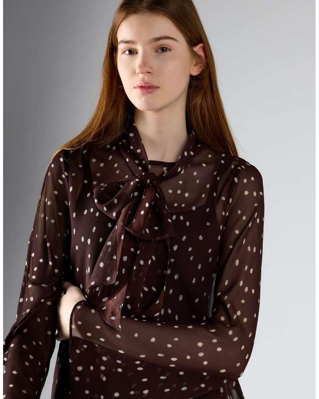 Glamorous Brown Scarf Detail Top