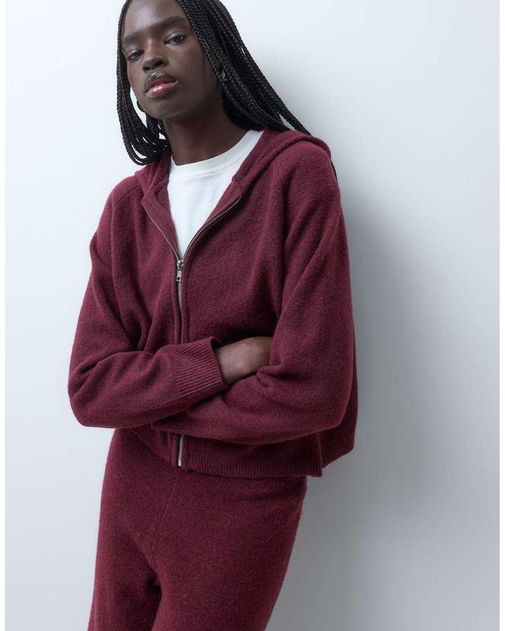 Vero Moda Red Zip Front Knitted Hoodie Co-ord
