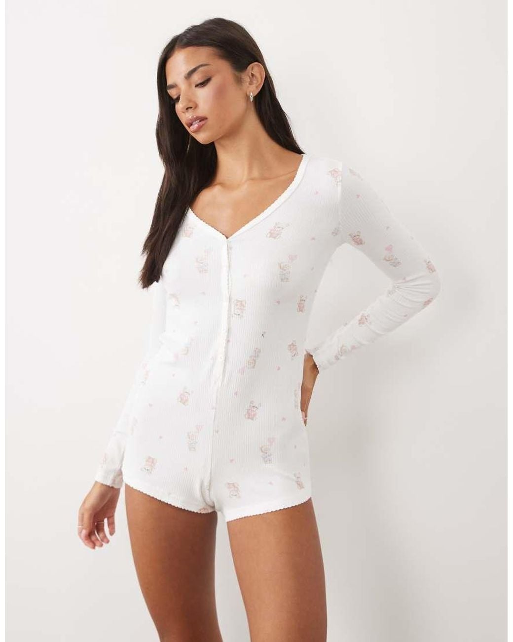 Boux Avenue White Self Care Button Front Romper