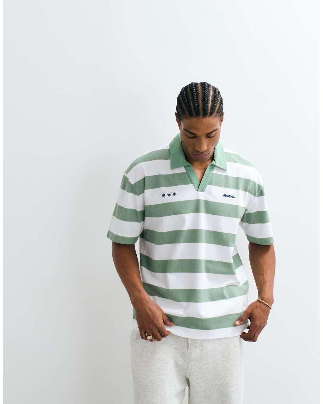 Hollister White Oversized Short Sleeve Polo for men