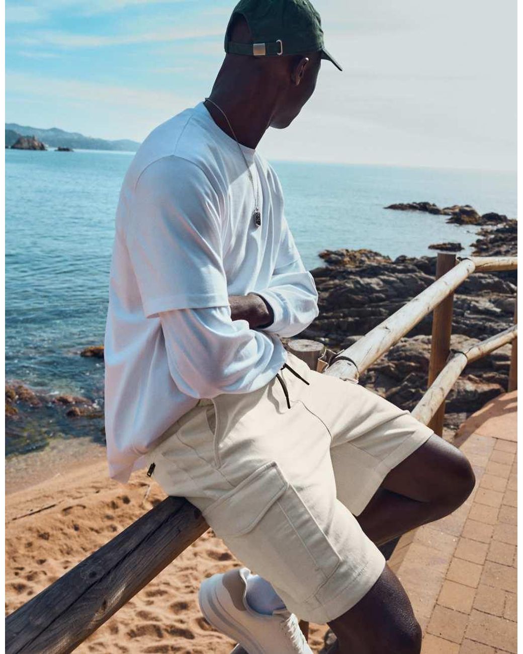 Bershka Gray Regular Cargo Bermuda Shorts for men