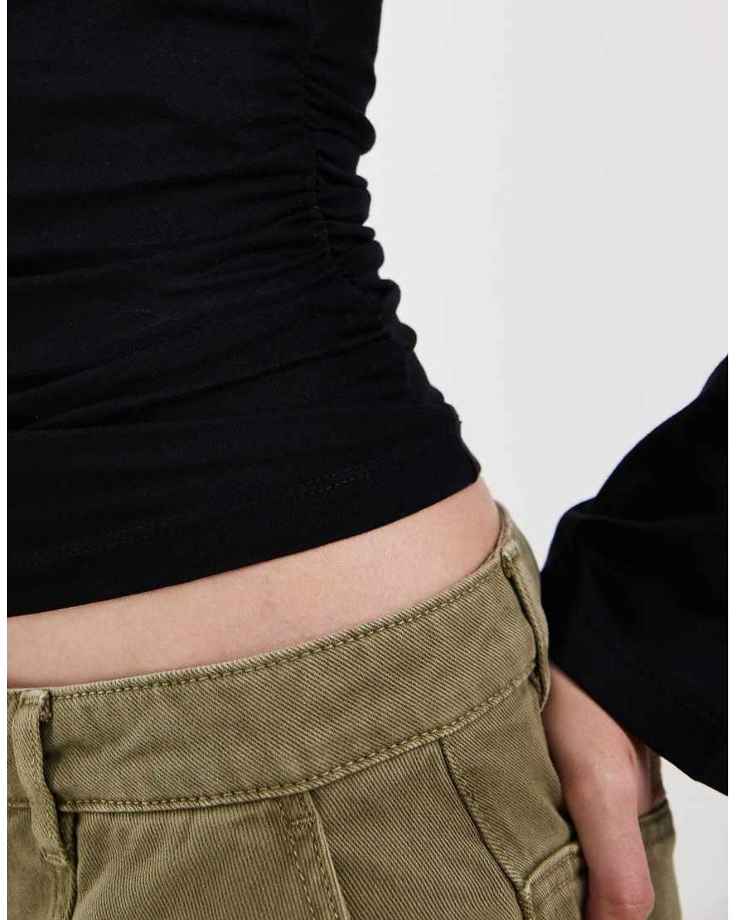 JJXX Black Long Sleeve Cinched Waist Top