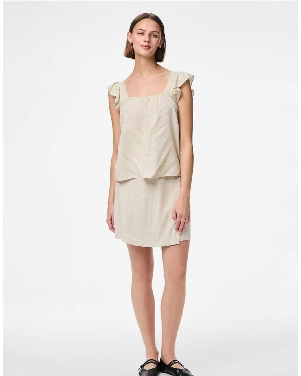 Pieces Natural Sleeveless Top