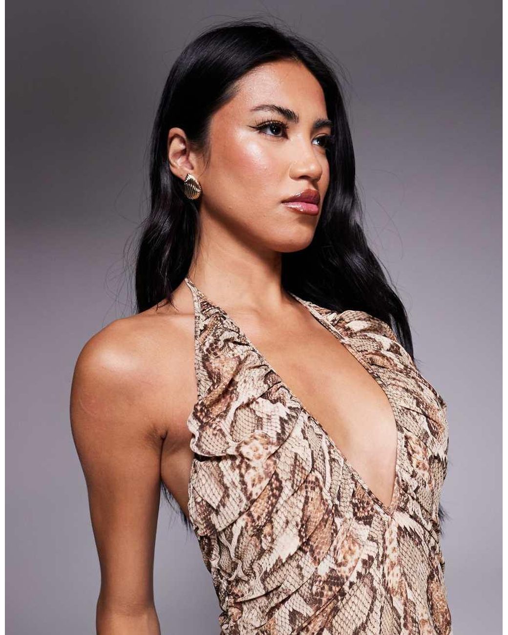 AFRM Brown Asymmetric Open Back Mini Dress