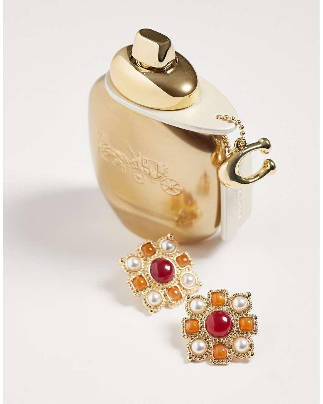 Reclaimed Vintage White Style Studs With Pearl And Faux Semi Precious Stone Details