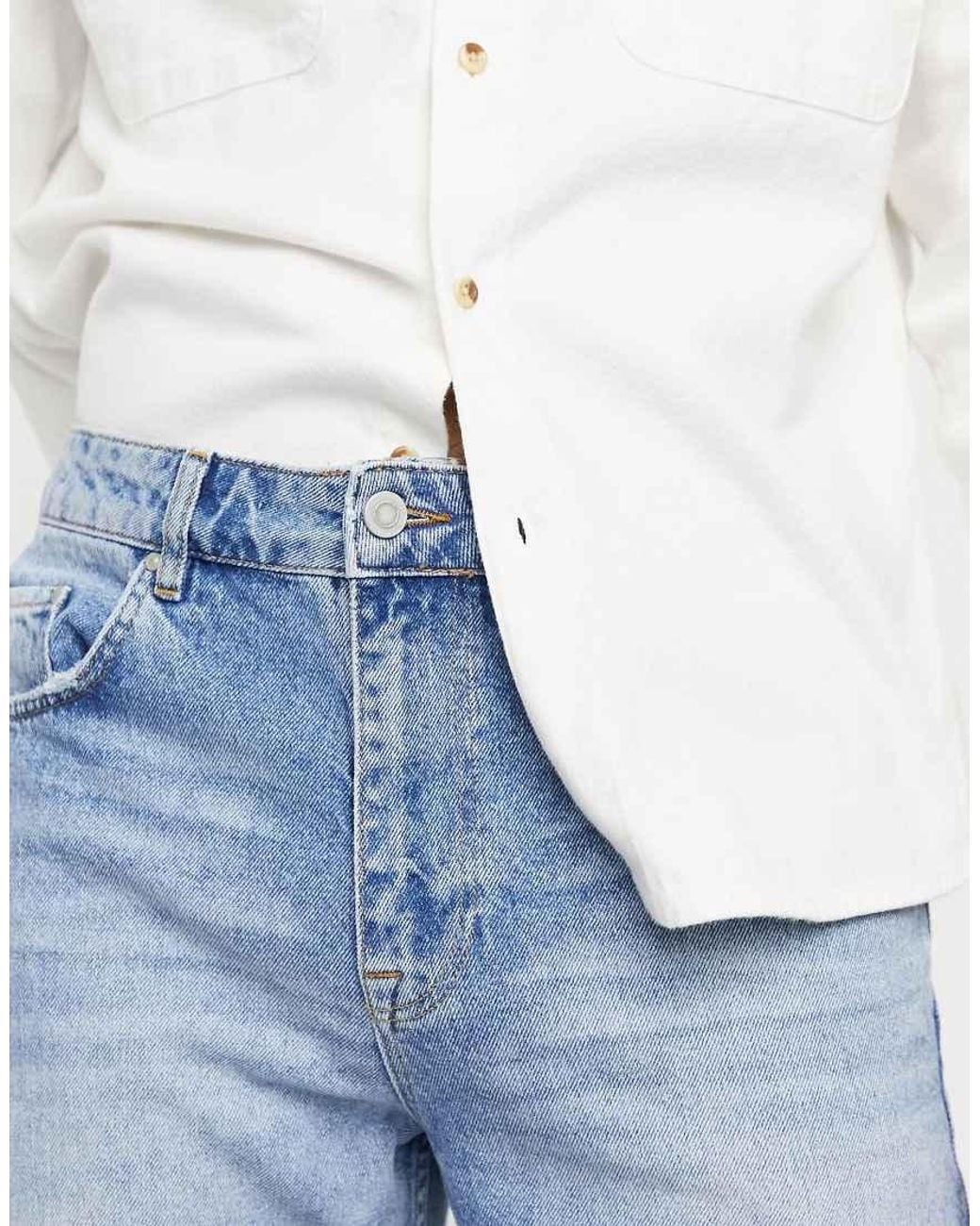 Vaqueros Capri De Corte Recto Y Pernera Ancha Con Lavado Vintage Azul Claro De ASOS de hombre de color Blue