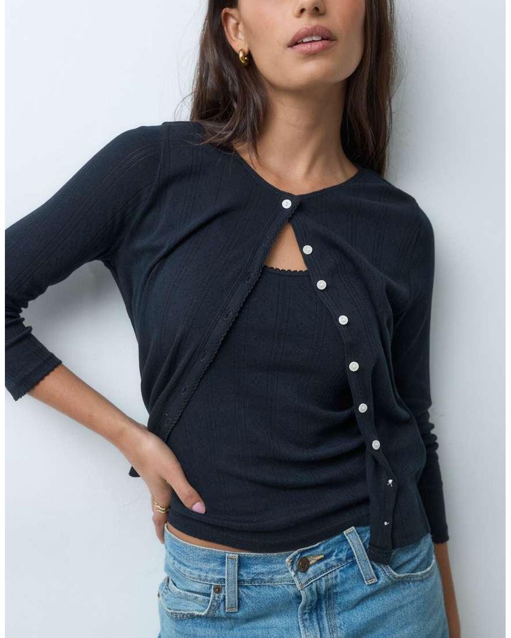 Abercrombie & Fitch Blue Pointelle Cami And Cardigan