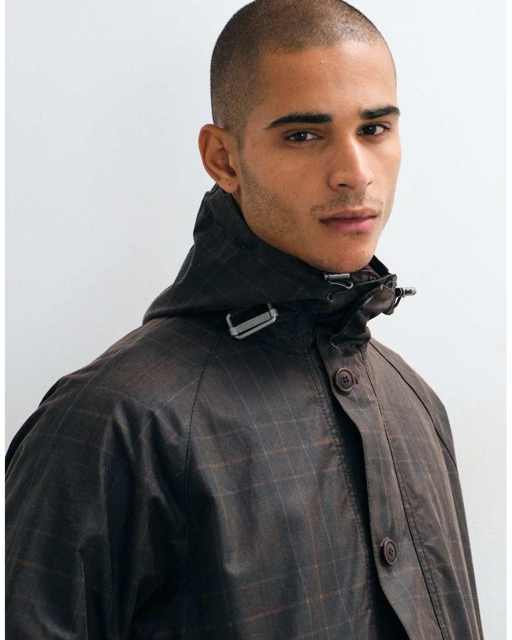 Barbour Blue Re-Engineered Keiss Tartan Check Wax Parka Jacket for men