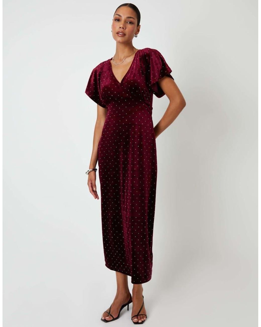 Threadbare Red Velvet Hotfix Underbust Midaxi Dress