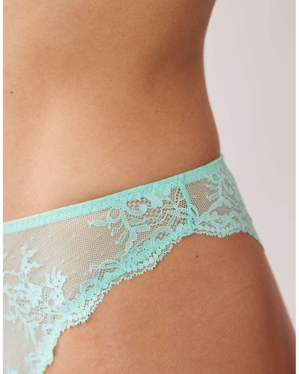 Dora Larsen Green Tove Floral Lace Brazilian Briefs