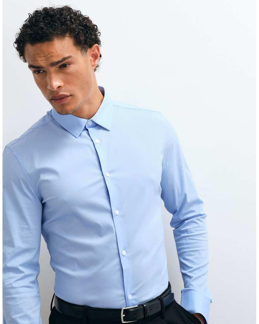 ASOS Blue Skinny Stretch Work Shirt for men