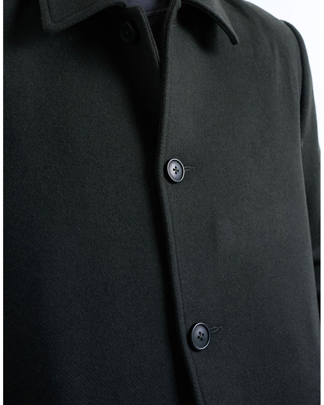 Topman Black Wool Blend Car Coat for men