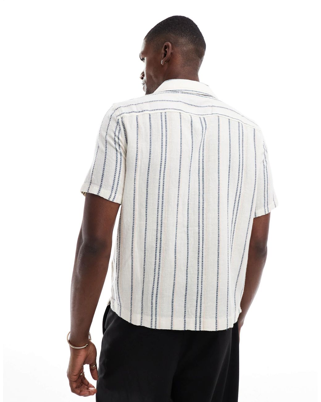 Hollister Gray Short Sleeve Textured Stripe Shirt for men