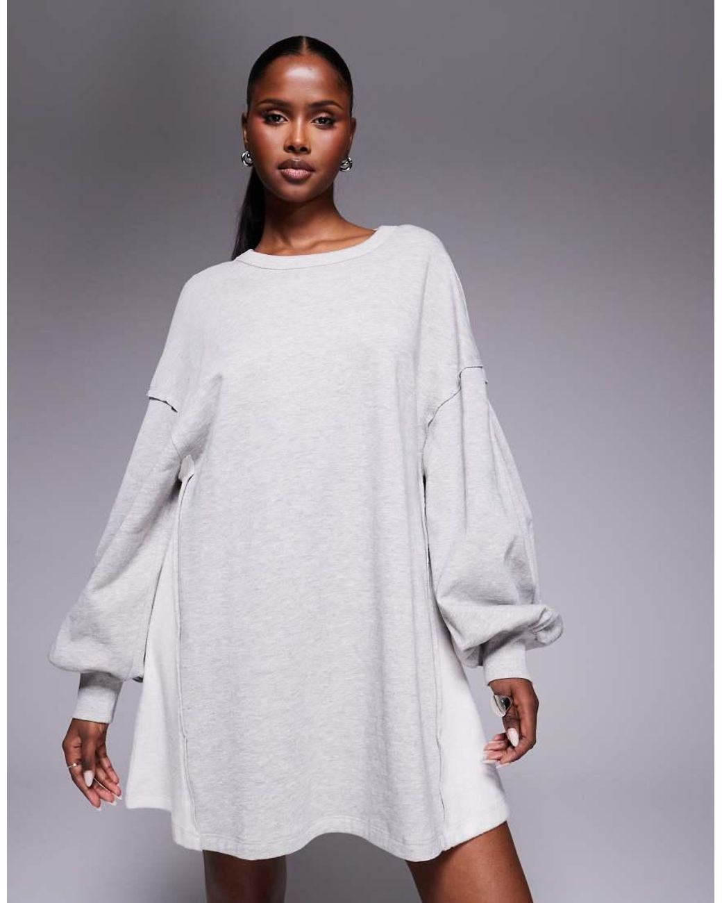ASOS Purple Cotton Trapeze Sweat Mini Dress