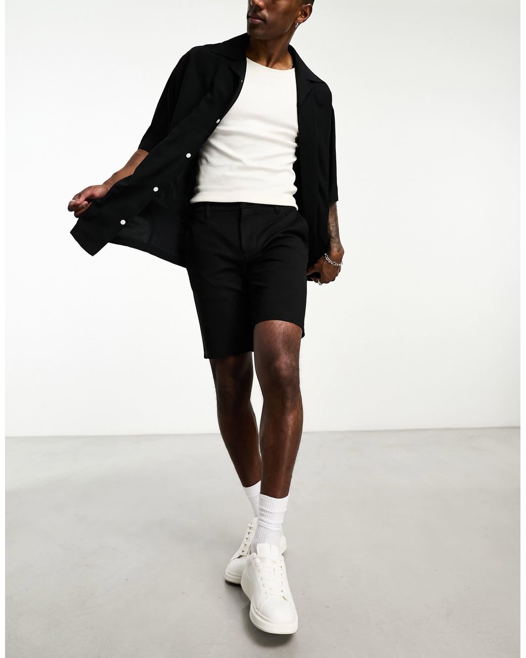Only & Sons Black Smart Jersey Short for men