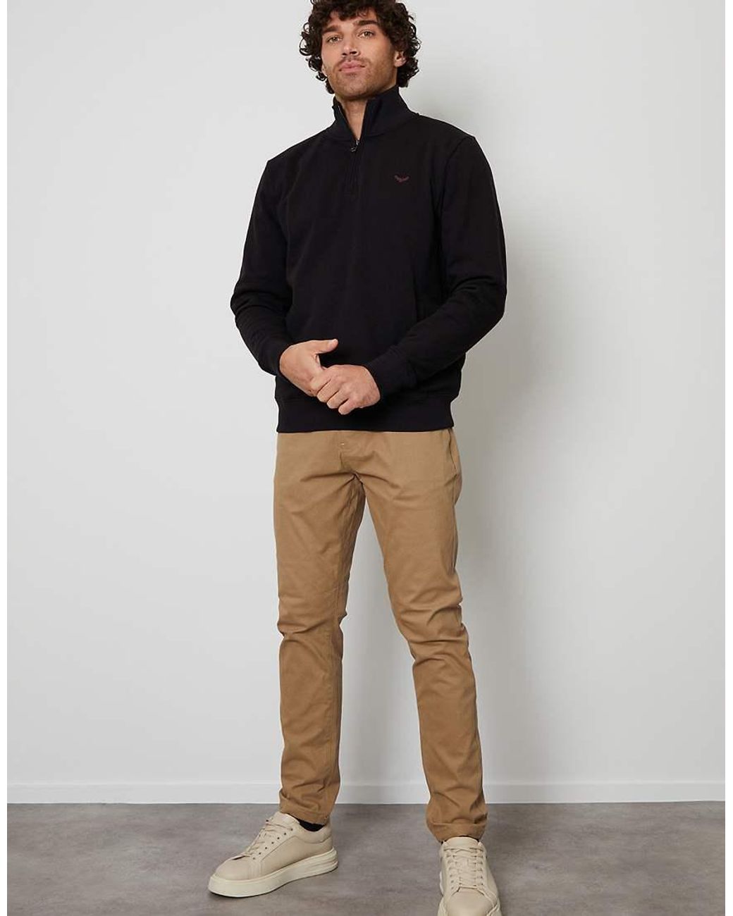 Threadbare Black Quarter Zip Sweatshirt for men