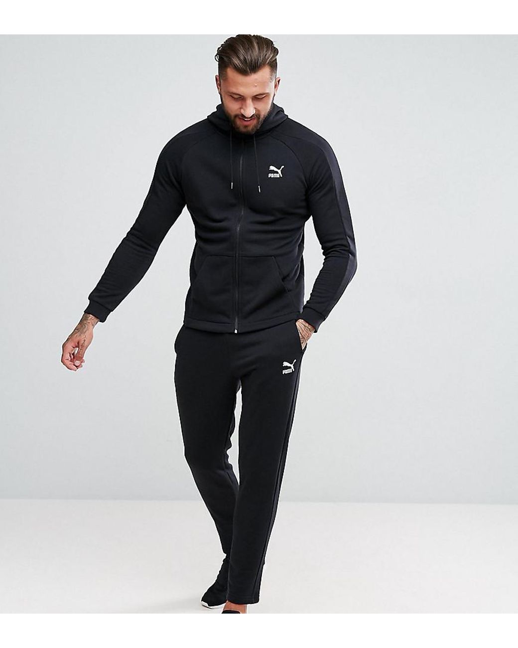 PUMA Skinny Fit Tracksuit Set in Black for Men | Lyst UK
