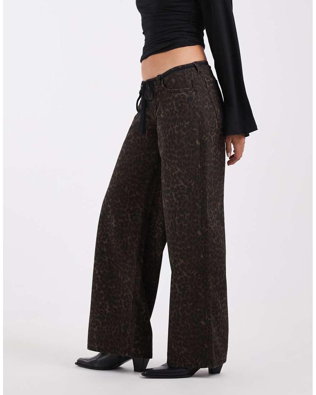 Hollister Black Low Rise baggy Jeans With Tie Up Waist Detail
