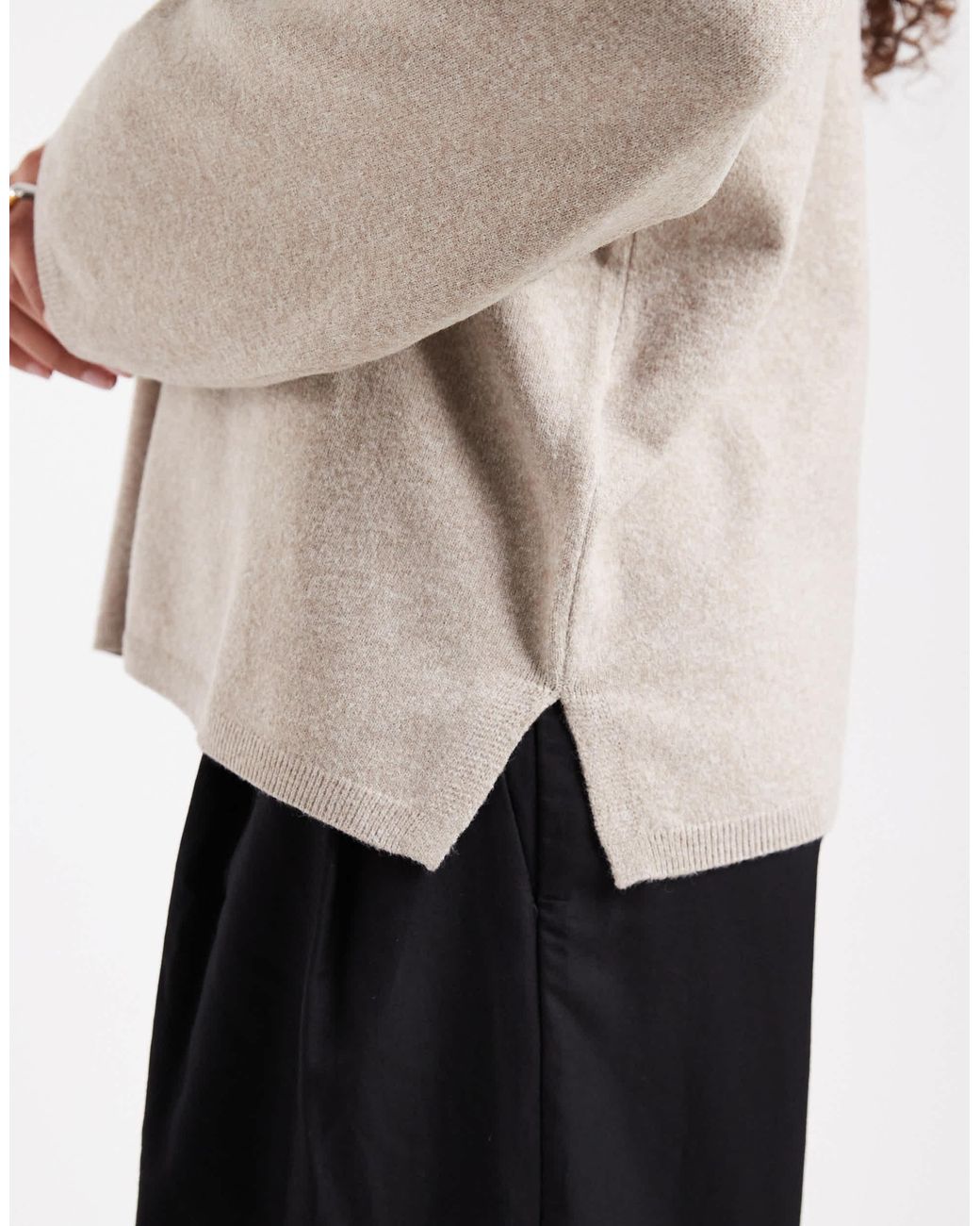 ONLY Gray Round Neck Boxy Knitted Top