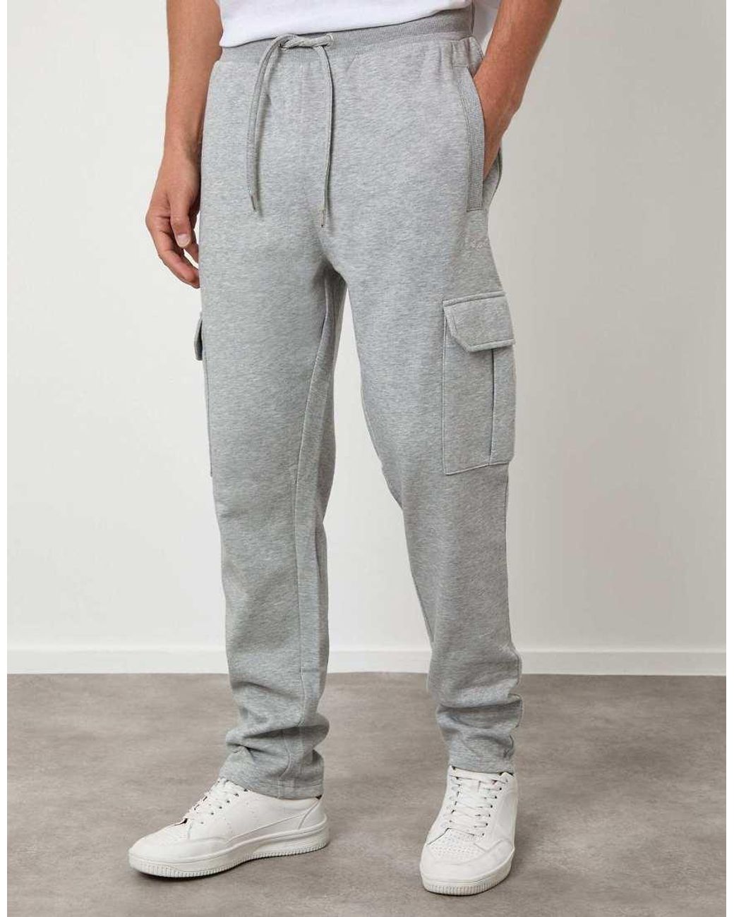 Threadbare Gray Cargo Joggers for men