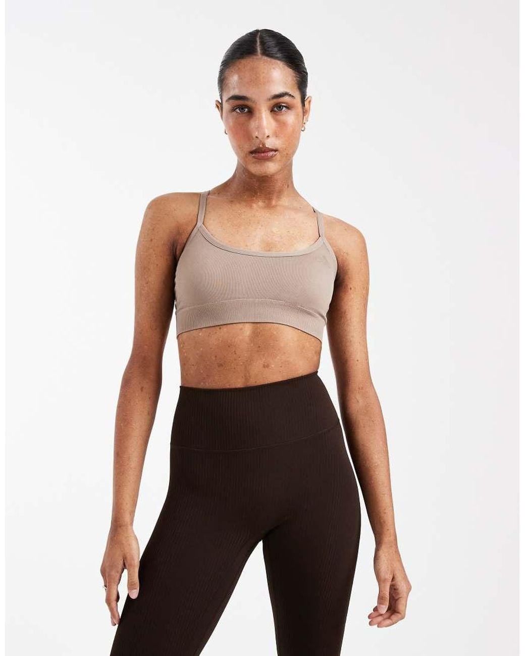 Adidas Originals White Adidas Training Essentials Knitted Light Support Sports Bra