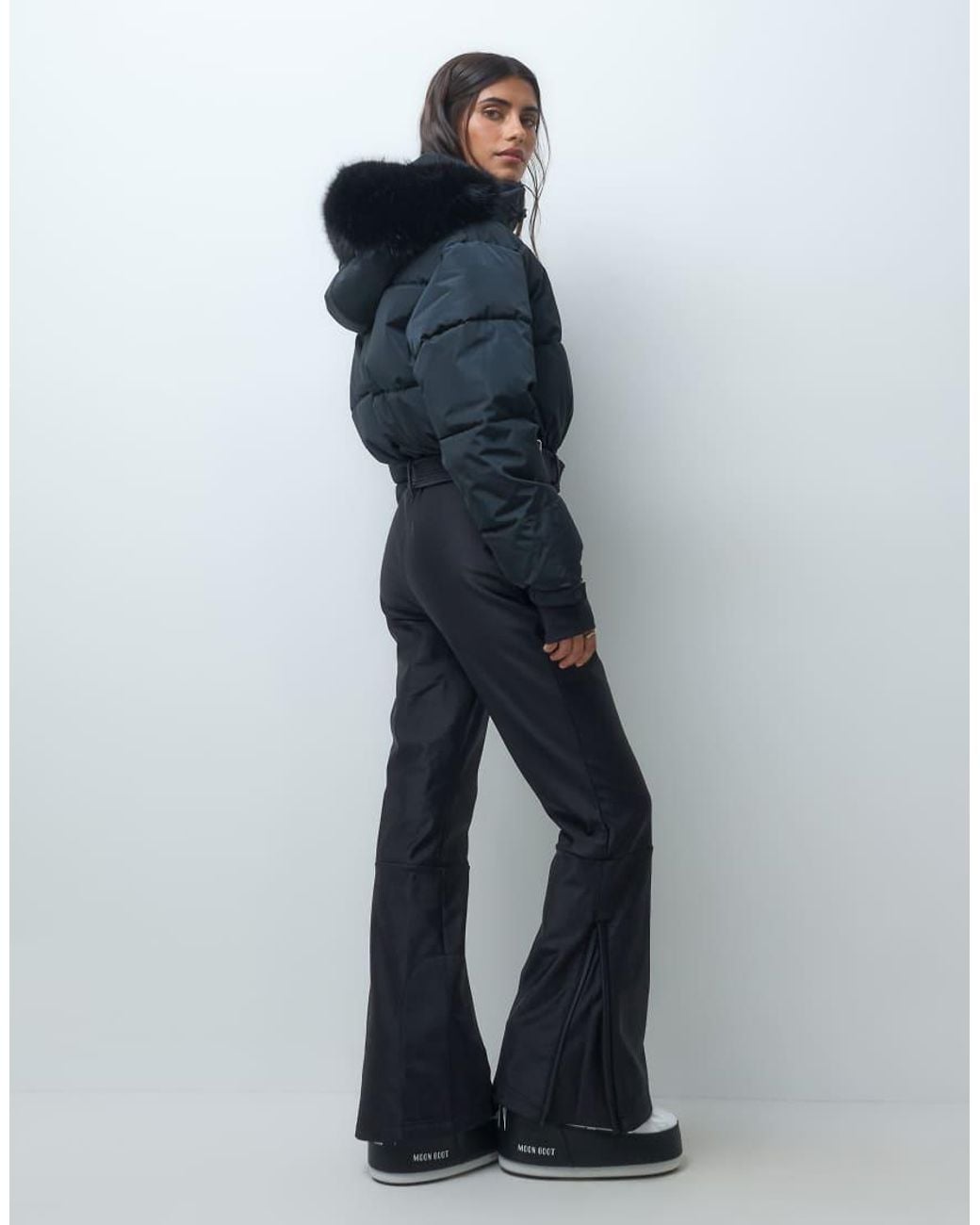 ASOS 4505 Ski & Snow Gray 4505 Ski Padded Water Repellent Soft Shell Ski Suit With Cinched Waist And Hood