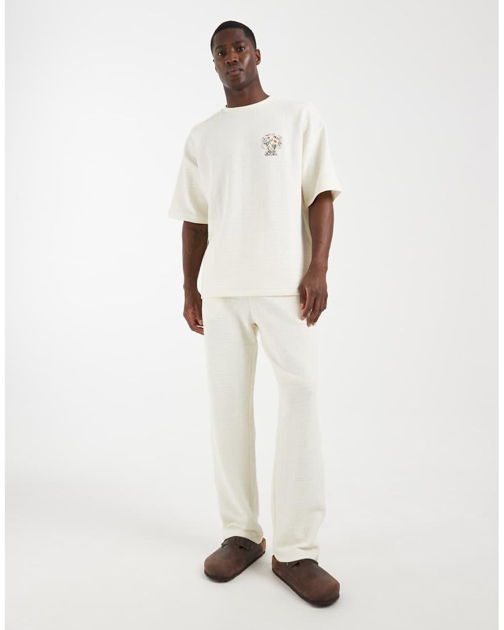 ASOS White Slim Balloon Fit Linen Look Trackies for men