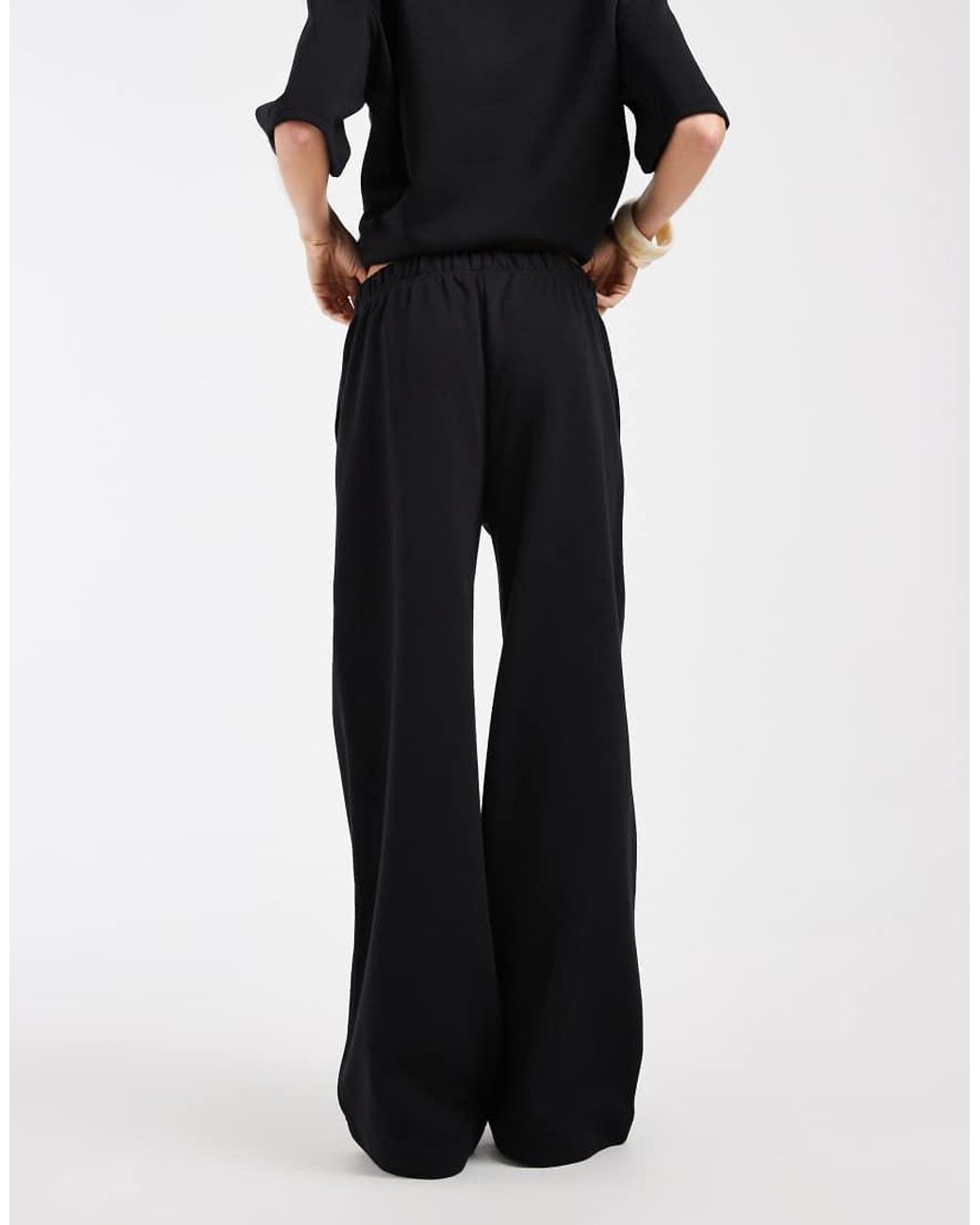 Vero Moda Black Tie Waist Wide Leg joggers Co-ord