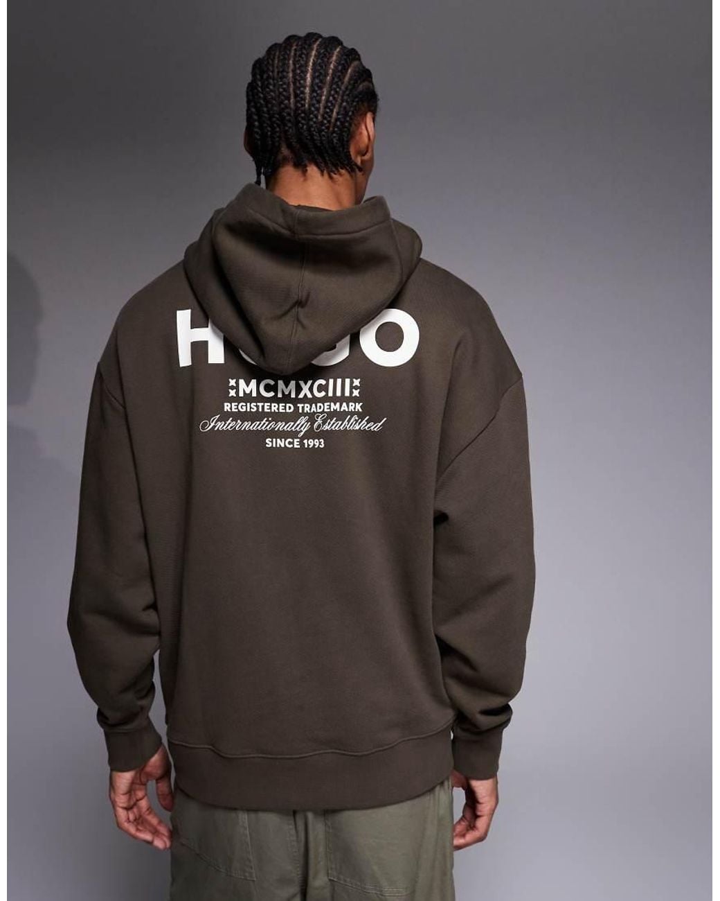 HUGO Gray Hugo Nazardo Co-ord Hoodie for men