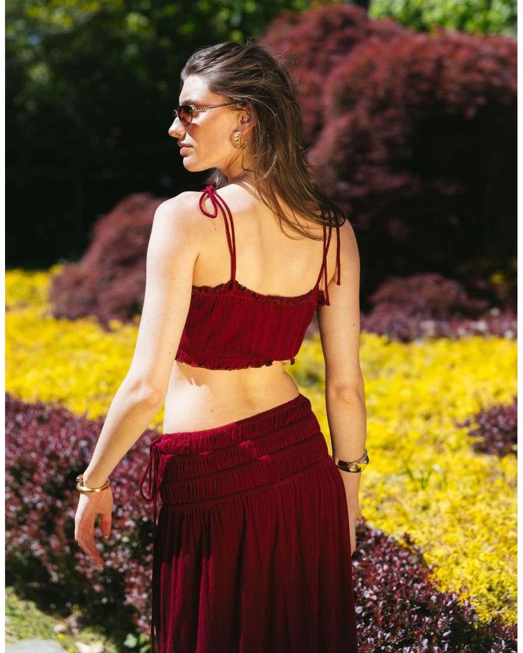 ASOS Brown Tie Shoulders Crinkle Cami Top