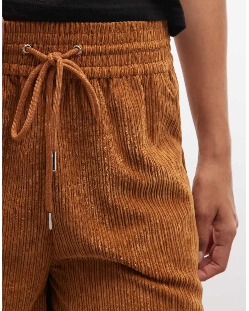 ASOS Orange Pull On Waist Wide Leg Cord Trousers