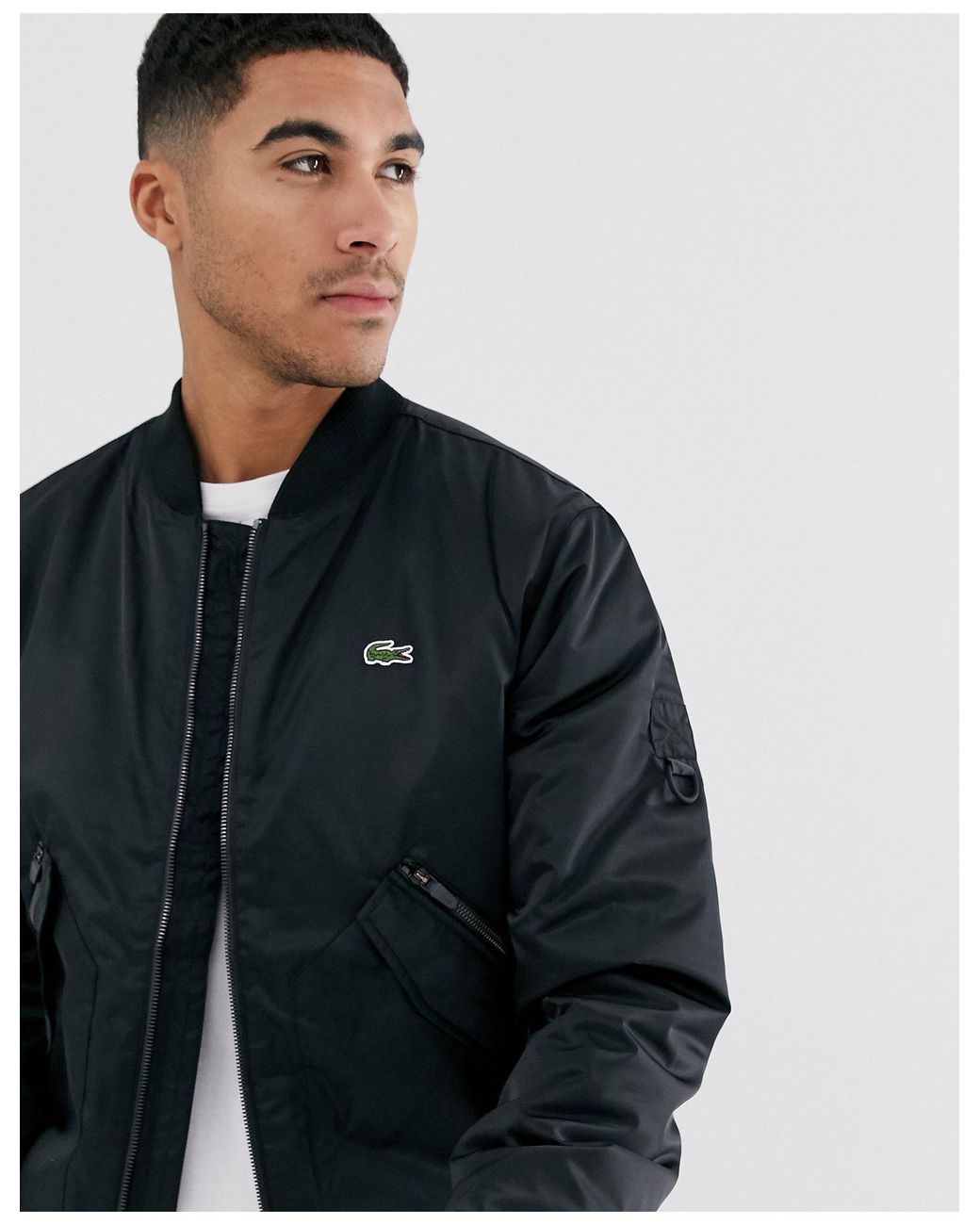 Lacoste Bomber Jacket in Black for Men | Lyst