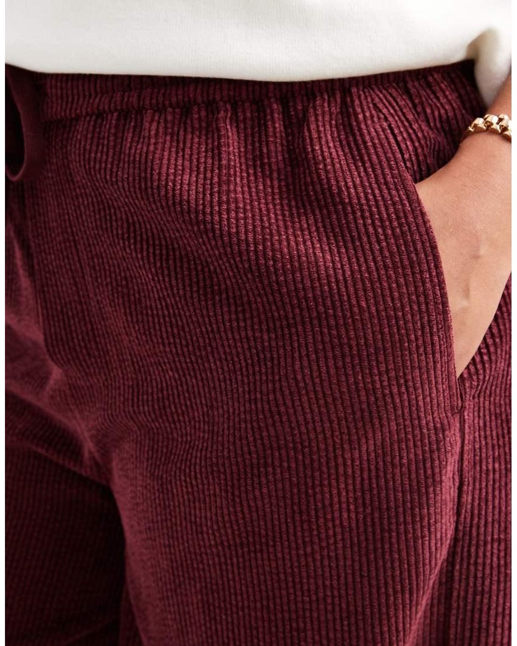 ASOS Red Asos Design Curve Pull On Barrel Leg Cord Trousers