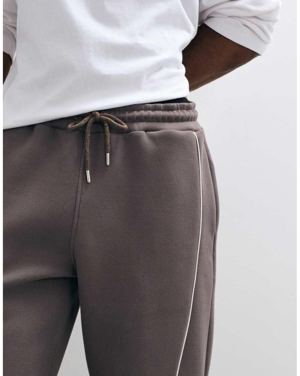 ASOS White Straight Leg jogger With Curved Piping for men
