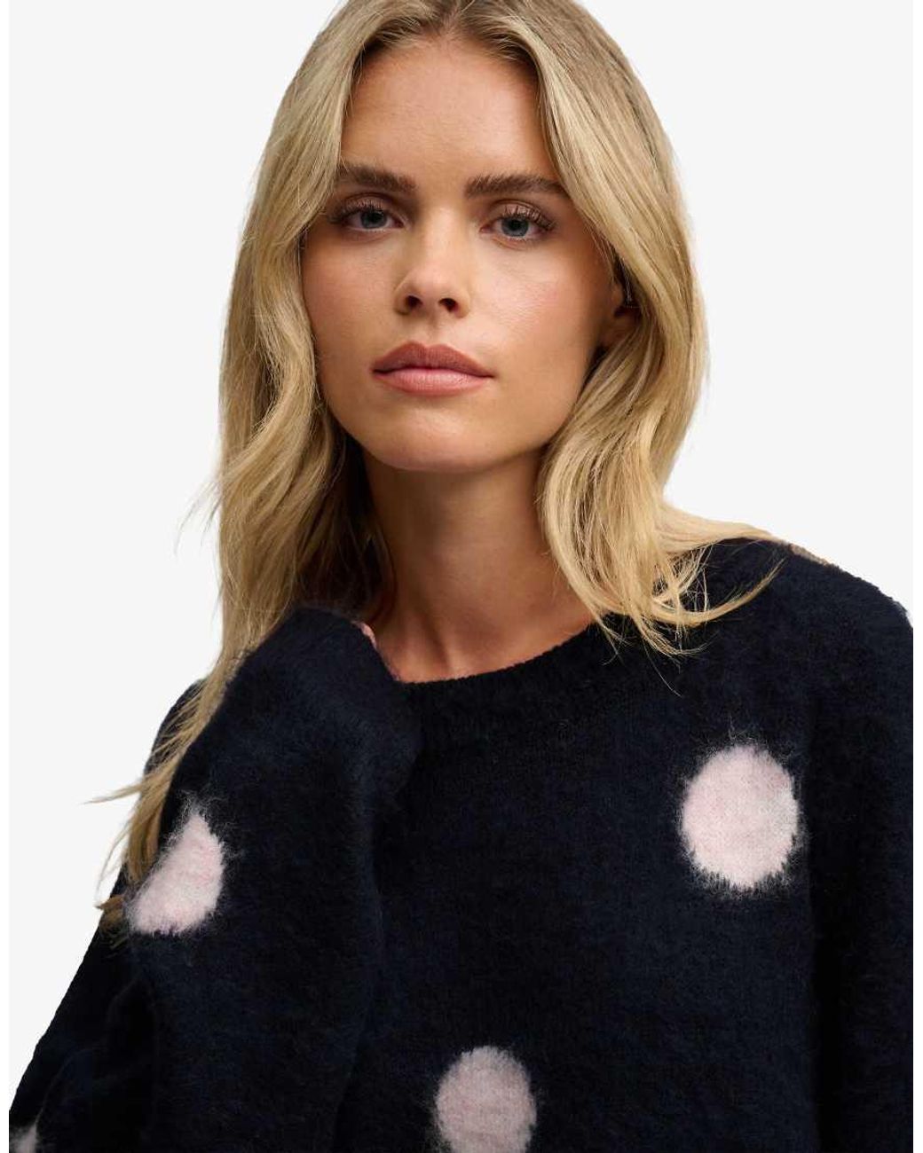 Superdry Blue Brushed Polka Dot Jumper