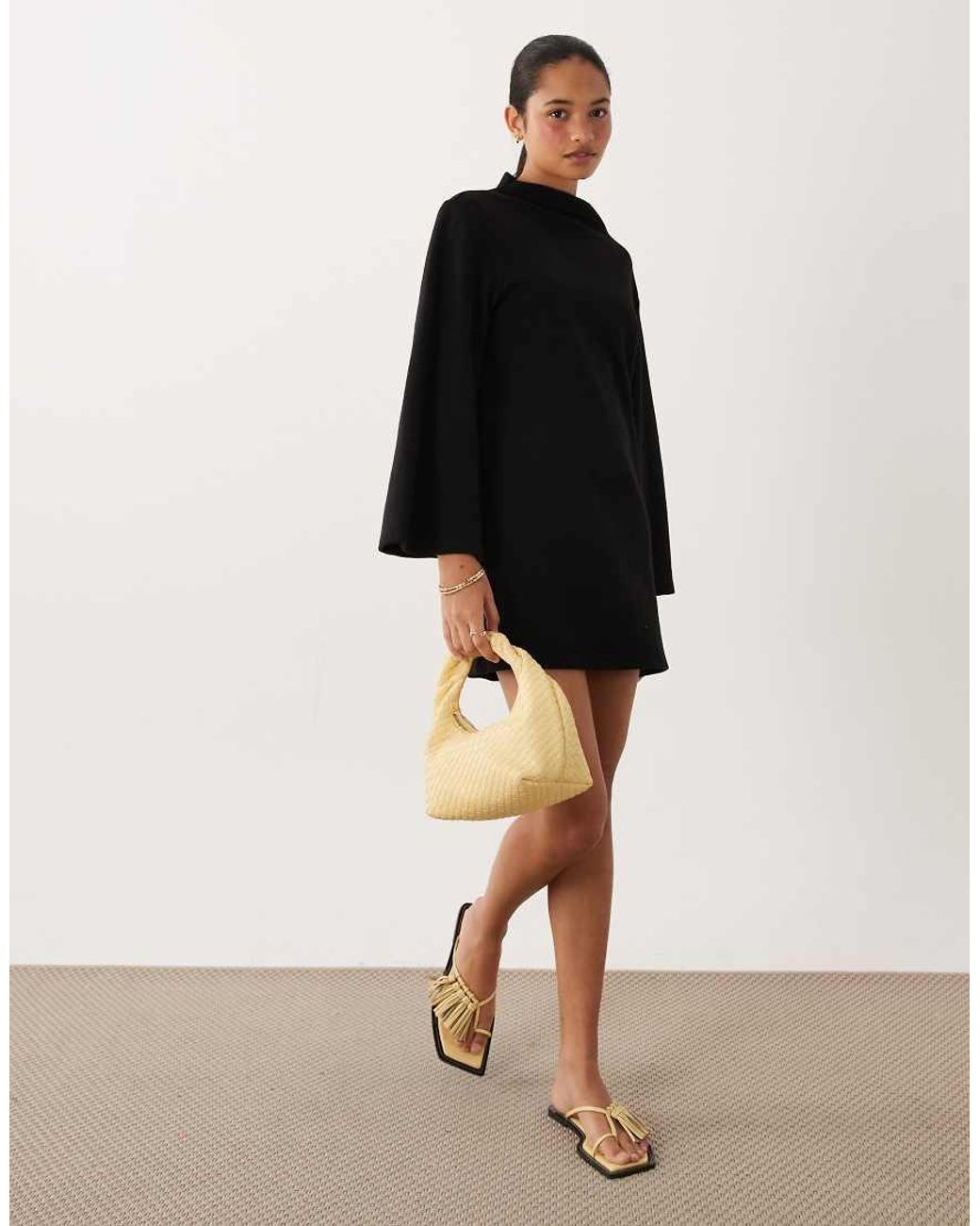 ASOS Black Supersoft Wide Sleeve Mini Dress