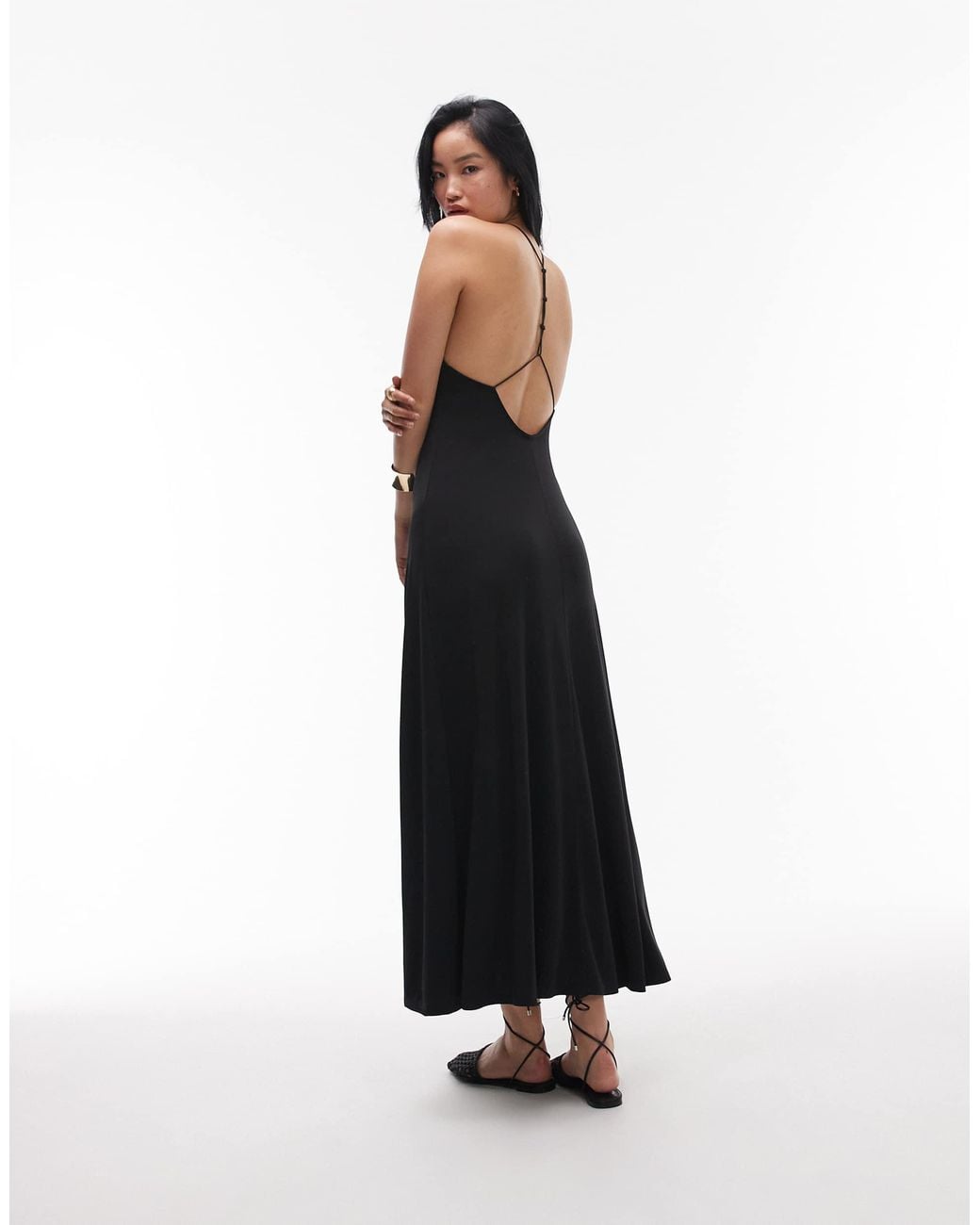 TOPSHOP Cami Maxi Low Back Detail Dress in White | Lyst
