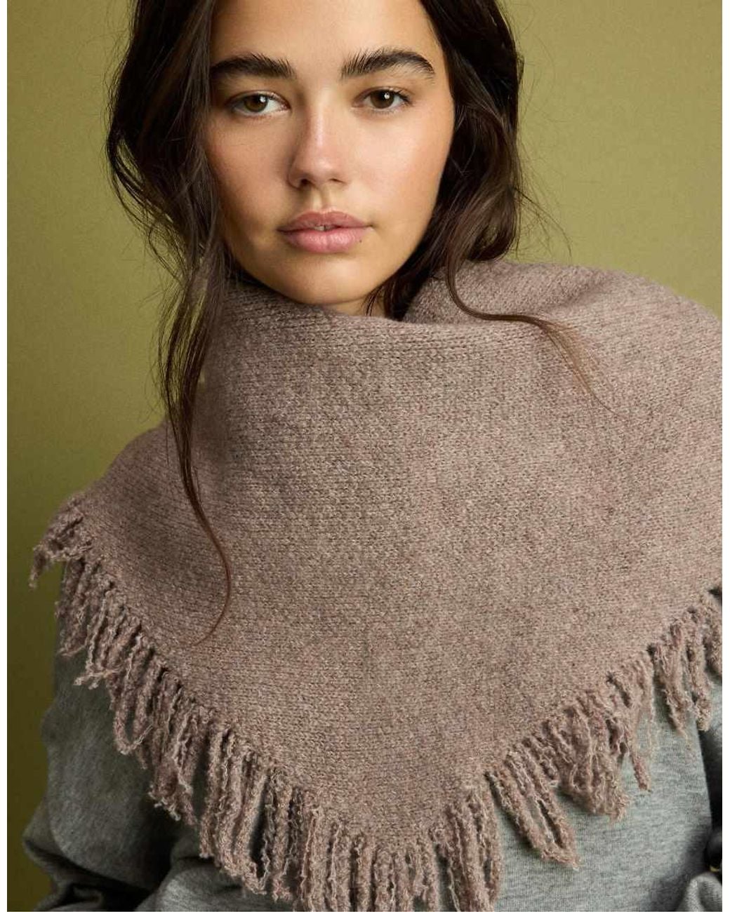 Stradivarius White Fringed Cape Scarf