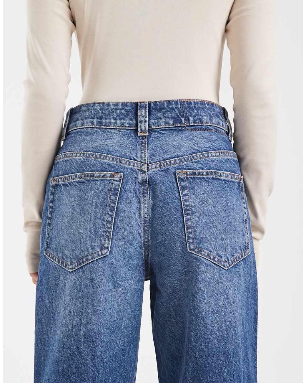 ASOS Blue Asos Design Petite Wide Leg Dad Jean