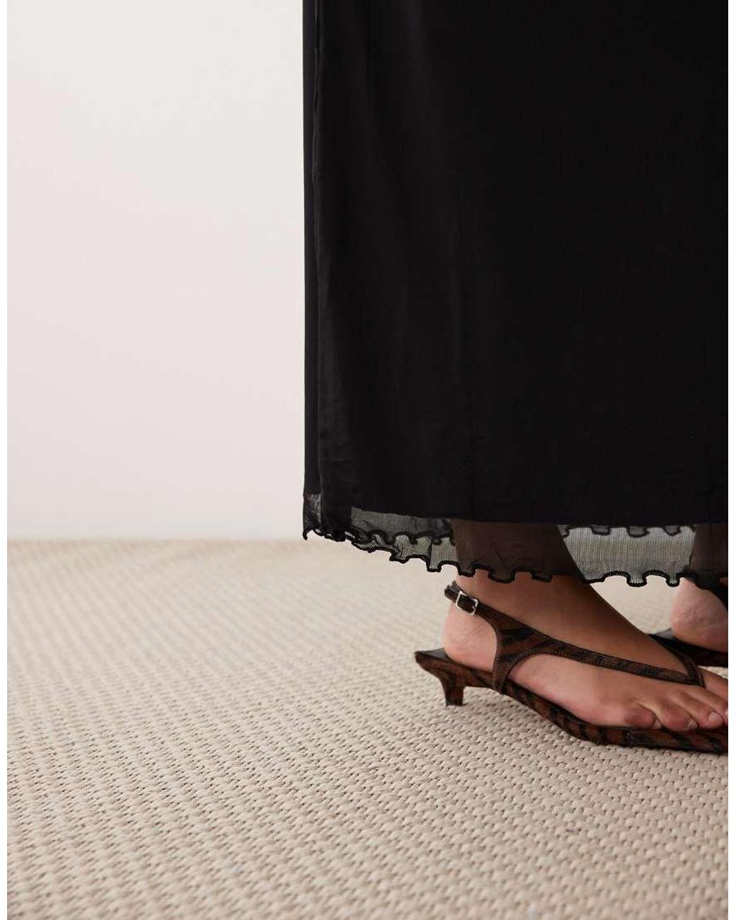 ASOS Natural Mesh Midi Skirt