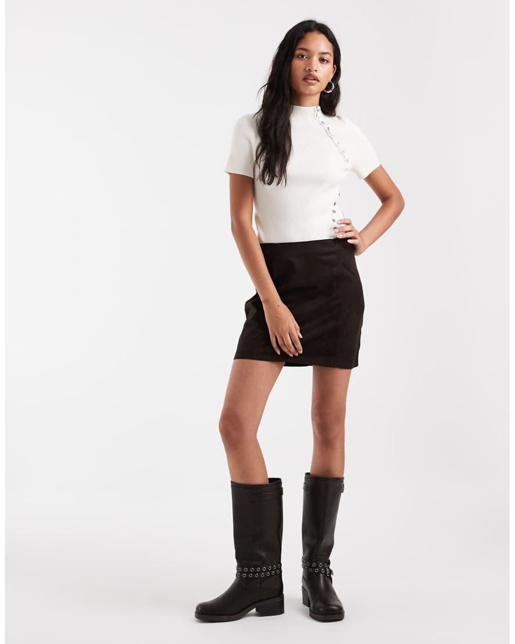Vero Moda White Mid Rise Seam Detail Mini Skirt