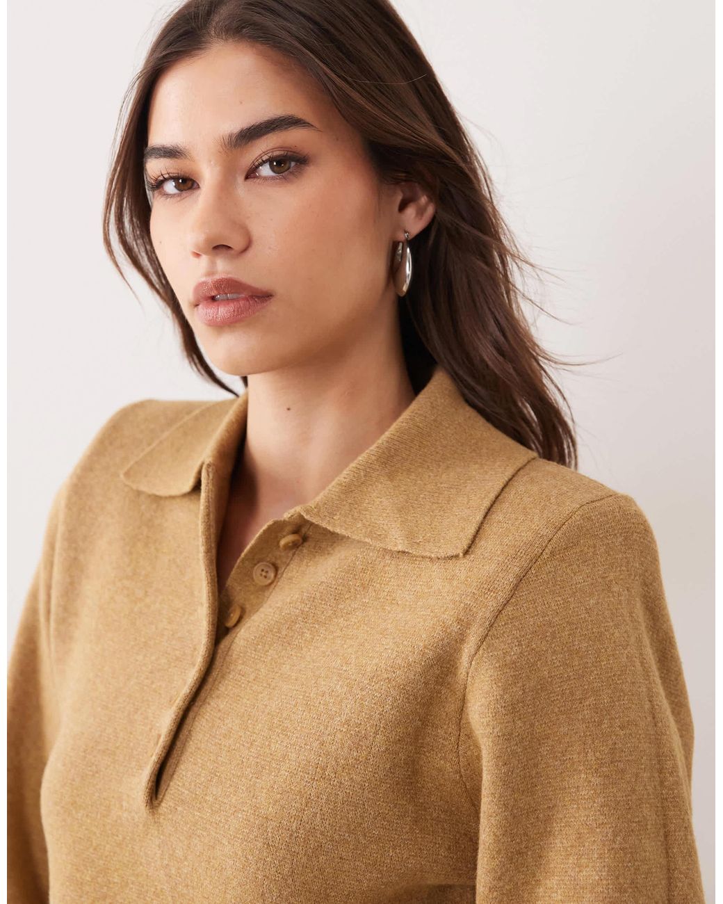 ASOS Blue Structured Shoulder Pad Polo Top