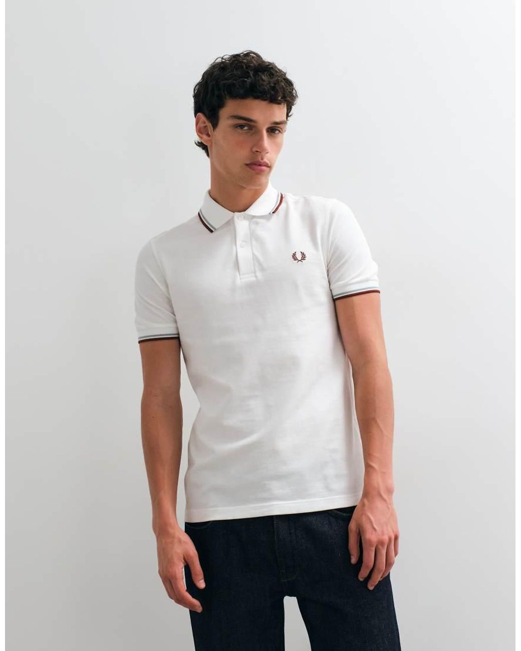 Fred Perry Gray Twin Tipped Polo Shirt for men
