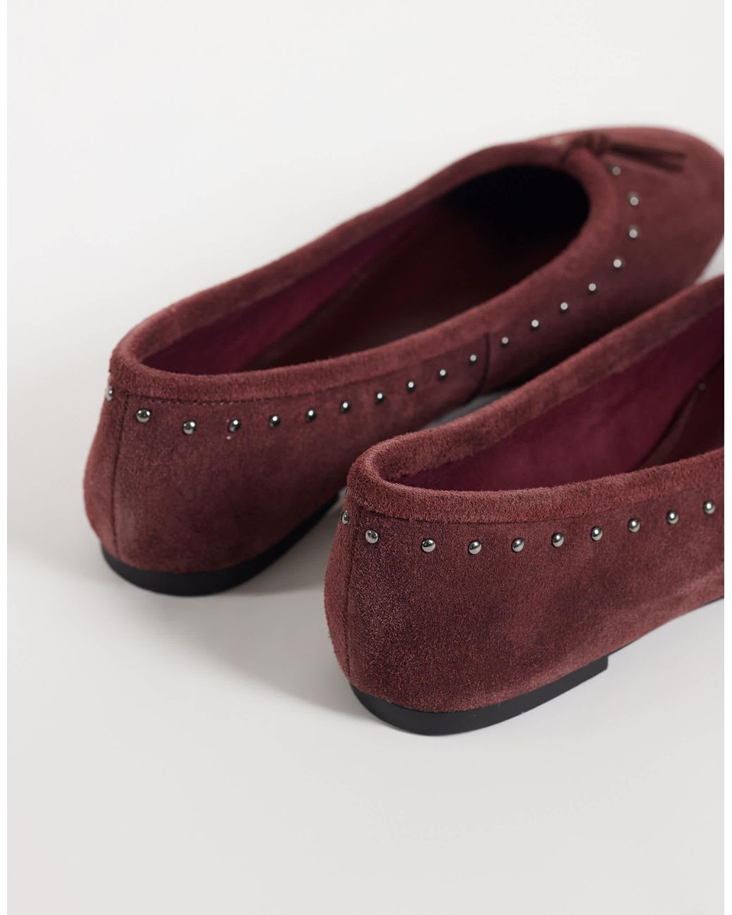 Mango Purple 100% Leather Studded Ballet Flat